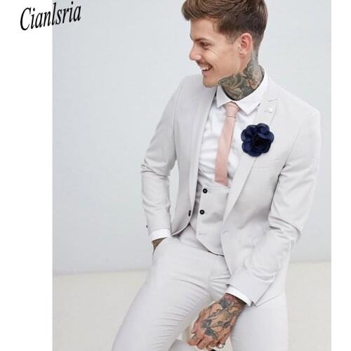 White Latest Coat Pant Design Men Suit Jacket Slim Fit Skinny 2 Piece Casual Blazer Custom Groom Tuxedo lino