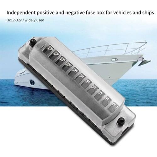 12 Way Blade Fuse Box Holder Circuit Fuse Block With Negative Bus and Protection Cover For Car Auto Boat Marine