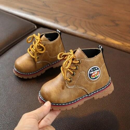 Bobora Children Casual Shoes Autumn Winter Martin Boots Boys Shoes Fashion Leather Soft Antislip Girls Boots Running Shoes