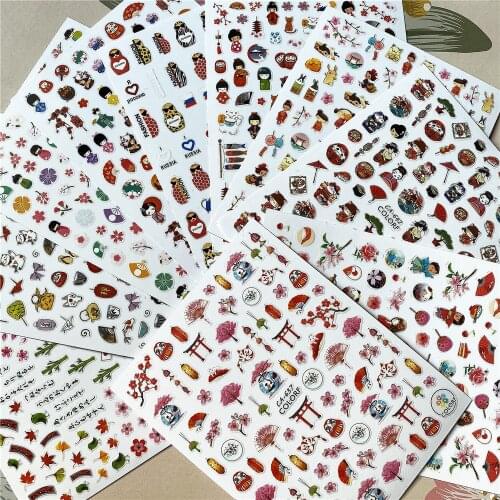 CA-128-643 Japanese clothing Kimono Cherry blossoms 3D Back glue Nail decal Nail sticker Nail decoration Nail art Nail ornament