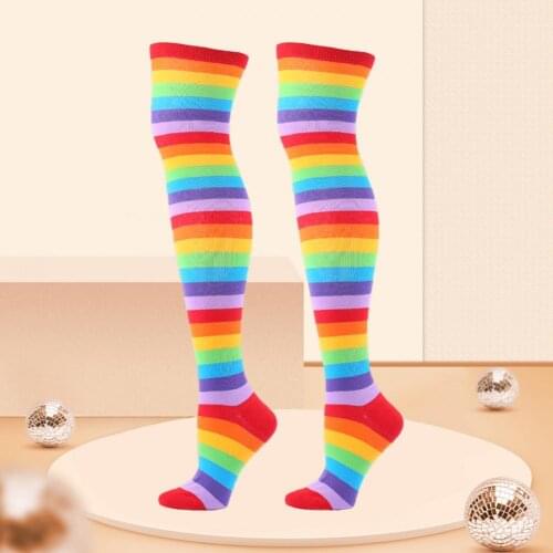 1 Pair Striped Over Knee Socks Breathable High Elasticity Costume Accessories Extra Long Opaque Striped Over Knee High Stockings