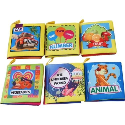 Baby Toys 0-12 Months Intelligence Development Cloth Book Soft Rattles Unfolding Activity Books Cute Animals Kids Toys