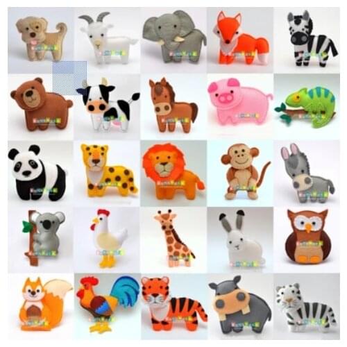 DIY large animal world forest zoo dolls Fabric Felt kit Non-woven cloth Craft DIY Sewing set Handwork Material DIY needlework su
