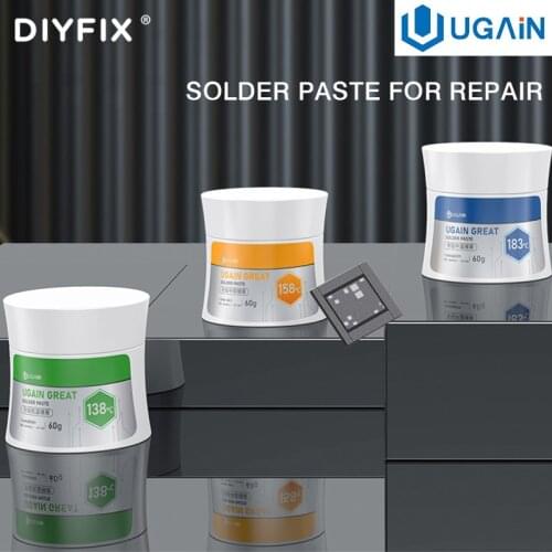 DIYFIX 60g Low Temperature Lead-Free SMT Solder Paste BGA Solder Flux Sn42bi58 Snbi-UG Sn63Pb37