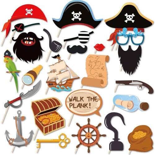 Walk the Plank Happy Birthday DIY Pirates of the Caribbean Photobooth Props Baby Shower Party Favors Kids Party Decorations