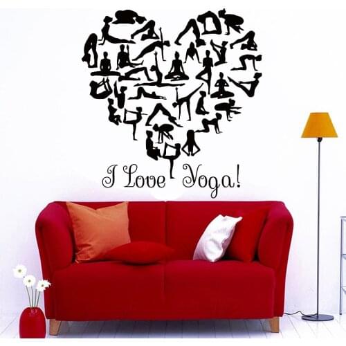 Gymnast Wall Decals I Love Yoga Art Quote Decal Vinyl Wall Sticker Gym Home Bedroom Decoration Design Waterproof Wallpaper C083