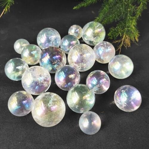 Crystal Sphere Natural Aura Quartz Ball Rainbow Coating Gemstone Orb Crafts Mineral Rocks Gift Home Decor 300-1500g