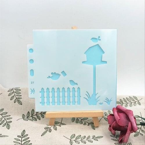 Cage 13*14cm scrapbook stencils spray plastic mold shield DIY cake hollow Embellishment printing lace ruler child toys