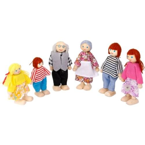 6pcs High Quality Mini Baby Wooden Dolls Family Members Relationship Excellent Little Gift for Kid Children Adults Play Toy