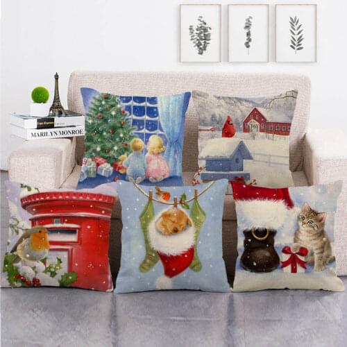 45cm*45cm Merry Christmas design linen cotton pillow covers sofa pillow case cushion cover
