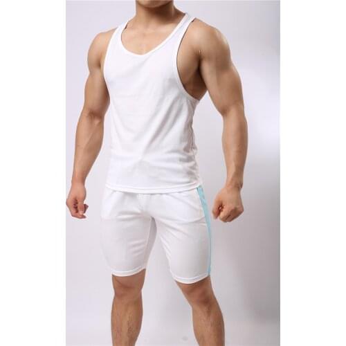 Men Tank Tops + Pants Body Sleeveless Summer Vest Boy Fitness Tights Top Tees Sport Undershirt Suit