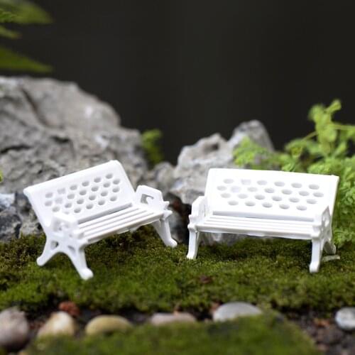 1Pair Resin Mini Garden Decoration Miniature Chair Figurines Bench Figurine Succulents Bonsai DollHouse Micro Landscape Ornament