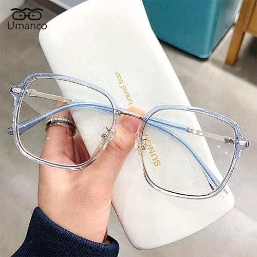 2021 Anti Blue Light Glasses for Men Women with Plastic Frame AC Lens Square Eyewear Student Study Computer Glasses No Diopter