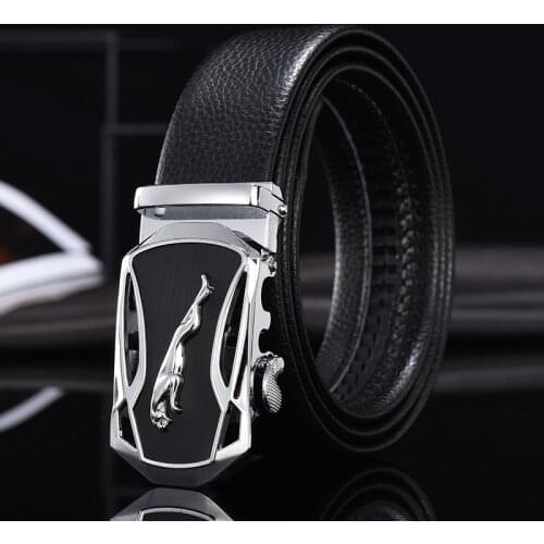 Cheetah Gold Mens Belt, Mens Business Casual Belt, Decorative Alloy Belt (with Automatic Buckle)