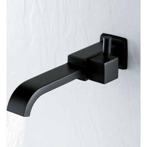 Wall Mounted Basin Faucet Brass Single Handle Mixer Tap Hotal Bathroom Accessories Cold Water Bath Black Silver Sink Faucets