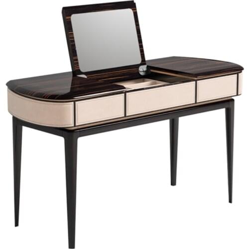 Italian new high-end bedroom ebony paint light luxury make-up table with mirror modern simple flip dresser customization
