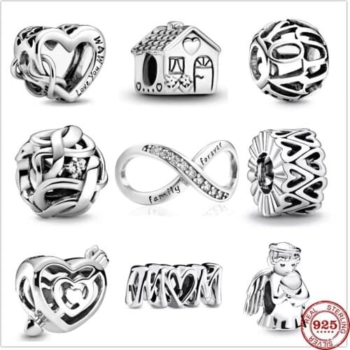 2021 Newst love you mum Infinity heart forever family Beads Fit Pandora charms silver 925 Original Bracelets necklace Jewelry