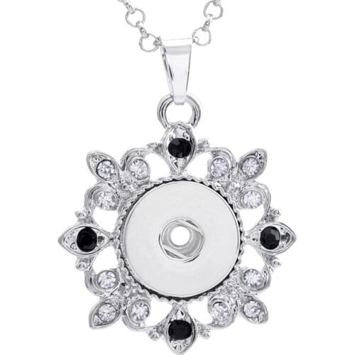 New XL0020 Flower Hollow Rhinestone snap Pendant necklace fit 18mm 20mm snap buttons fashion DIY Fittings wholesale