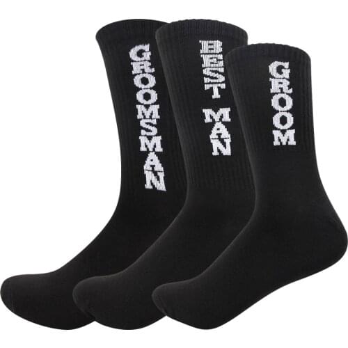 Creative Cotton Socks for Grooms and Groomsmen 2021 New Breathable and Shaping Fashion Sock for Male Wedding Anti-friction Socks