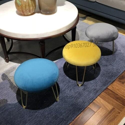 Light Luxury Low Stool Small Stool Home Living Room Creative Ins Net Red Small Round Stool Nordic Fabric Sofa Stool