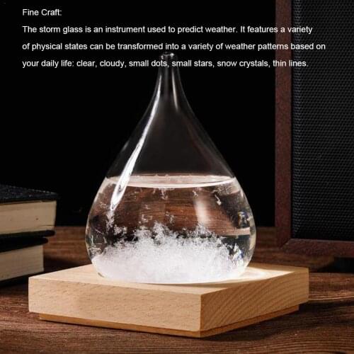 Weather Forecast Crystal Bottle Transparant Water Drop Storms Glass Liquid Wood Base Ornament Home Wedding Decor Craft Gift