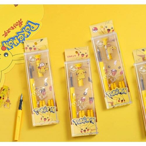 TAKARA TOMY Pokemon Pikachu High-value Ink Sac Pen Set 0.5mm Nib Pendant Writing Practice Pen Students
