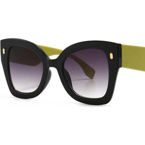 Women Oversized Cat Eye Gradient Sunglasses Trendy Brand Designer Square High Quality Celebrity Sun Glasses Beach Green Goggles