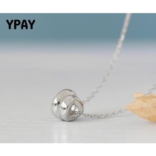 YPAY 100% Authentic 925 Sterling Silver Chain Necklaces for Women Korea INS Shell Screw Pendant Necklace Fine Jewelry YMN195