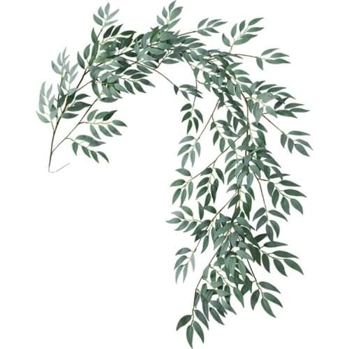 1.8M Artificial Fake Eucalyptus Willow Leaves Green Plants Wedding Diy Decor Flowers Plant Leaf Simulation Rattan Home Decor Sim