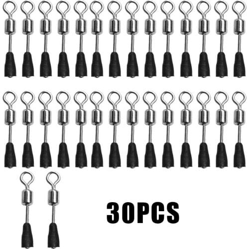30pcs Quick Change Hook Length Link Swivels Connectors Float Feeder Fishing 13/15mm Copper PVC Lure Hook Pesca Fish Tackle Tools