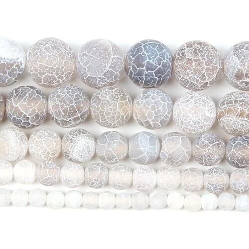 4-12mm Natural Stone Bead Loose Round Frosted Gray Weathered Stone Beads For Jewelry Making DIY Charm Bracelet Necklace Handmade