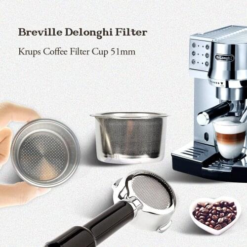 4PCS 51mm Coffee Filter Non Pressurized Filter Basket For Breville Delonghi Filter Krups Coffee Products Kitchen Accessories