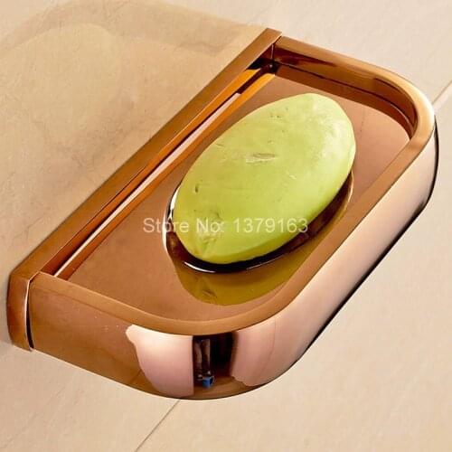 Bathroom Accessory Luxury Polished Rose Golden Brass Wall Mounted Bath Hardware bathroom Soap Dish Holder aba871