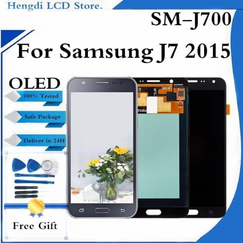 AMOLED For Samsung Galaxy J700 LCD Display J700F J700H J700M Touch Screen Digitizer For Samsung J7 2015 Display Screen Replace