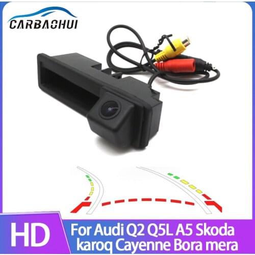 Car Reverse Backup Rear View Trunk Handle Camera For Audi A3 A4 S5 Q7 A6L A8L 2011~2016 Dynamic Trajectory Parking Line camera