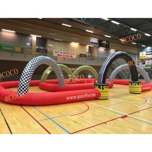 Free shipping to door,15x10m hot sale Inflatable Sport Game Zorb Ball, Go Kart track inflatable car border