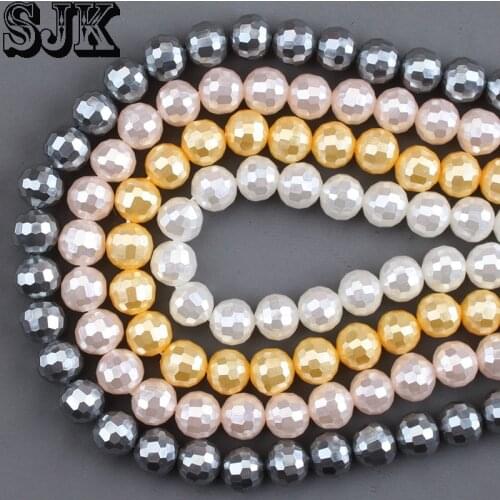 Natural Shell Beads Black White Yellow Pink Shell Round Loose Beads 6 8 10 12mm DIY For Necklace Bracelet Jewelry Making