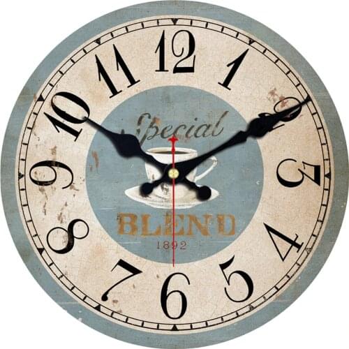 MEISTAR Vintage Round Clocks Silent Cafe Design Home Cafe Office Kitchen Decor Wall Watches Art Retro Clock 6 inch ( 15 cm )