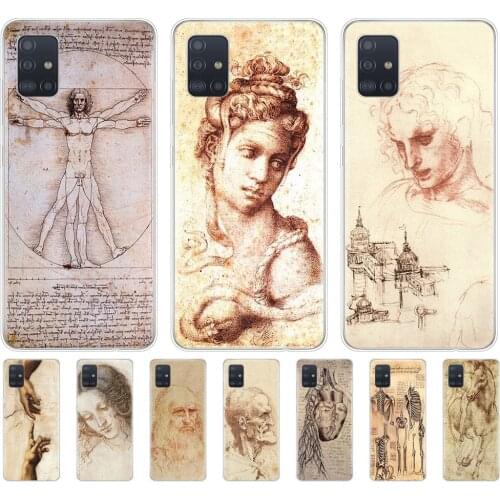 Silicon phone cover case for samsung galaxy A51 A31 A41 A71 A01 A81 A91 A30S A20S A50S M30S M40S Italy leonardo da vinci art