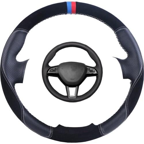 Custom Car Steering Cover For Skoda Octavia 2017 Fabia 2016 2017 Rapid Spaceback 2016 Superb(3-Spoke) Leather Steering Braid
