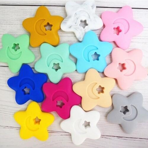 Chenkai 5PCS Safety Silicone Baby Teether Star Shape Training Tooth Chews Training Toys Infant Teether Massager Baby Tooth Care