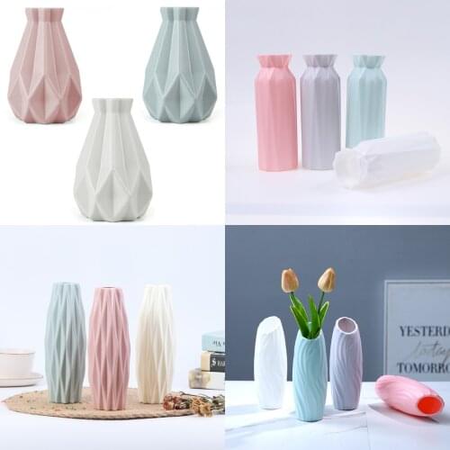 Flower Vase Decoration Home Plastic Vase White Imitation Ceramic Flower Pot Flower Basket Nordic Decoration Vases for Flowers