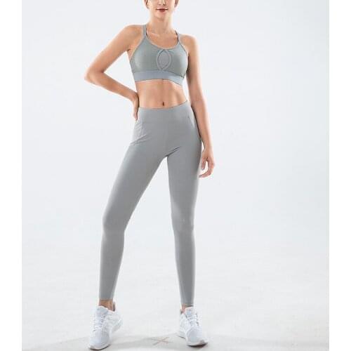 CXUEY Ins Mesh Workout Yoga Suit 2021 Pro Fitness Gym Clothing Activewear Push Up Sports Bra Leggings Set Sportswear Woman Gray