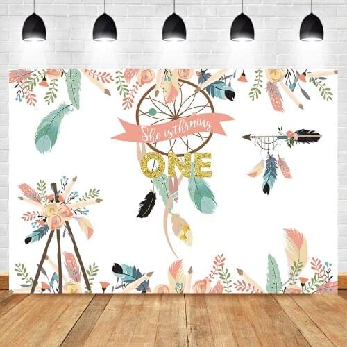 Wild One Dreamcatcher Backdrop Tribal Party 1st Birthday Photo Backdrops Happy First Birthday Floral Photography Background