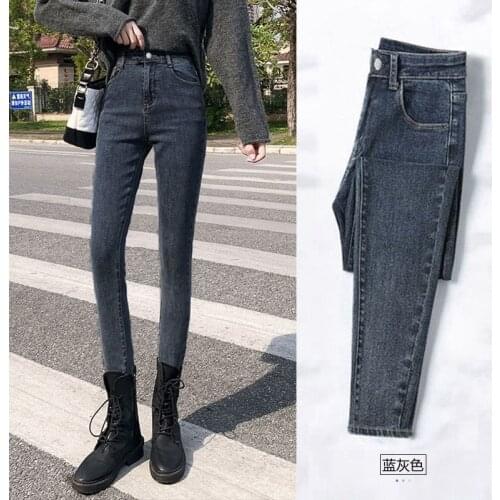 Womens High Waist Show Skinny Jeans Elastic Pencil Leg Pants Fashion Stretch Denim Pants Female Vintage Washed Cowboy Trouser