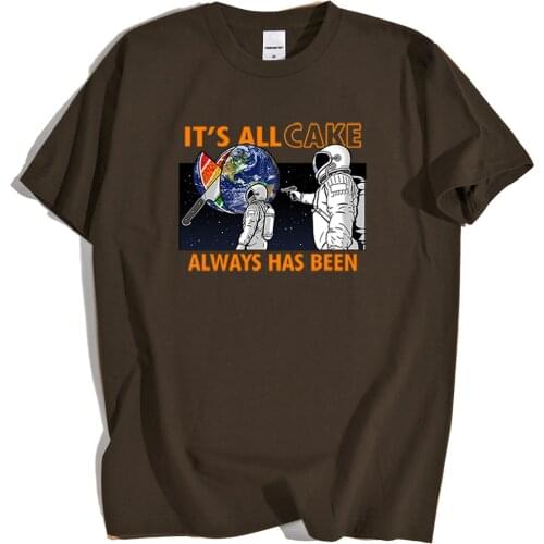 Earth Its All Cake Astronauts Print Tshirts Men Creativity O-Neck T Shirts Loose Summer Tops Cartoon Loose Street Mens Clothes