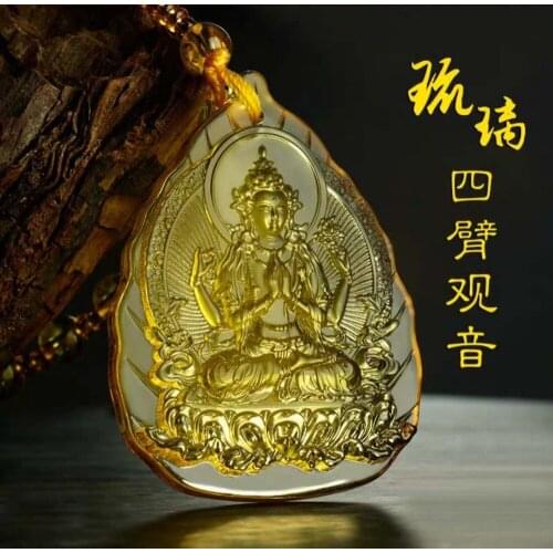 HOT SALE # Greco-Buddhist pocket travel efficacious bless Mascot Namo Guanyin Buddha HANDMADE Crystal Pendant Buddhist Amulet