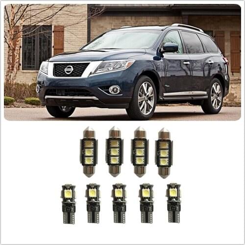 9Pcs White LED Lights Interior Package Kit For Nissan Leaf Lucino March Maxima NX Note Nomad Navara Murano Micra NP300 NV200