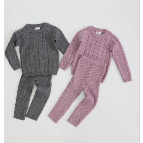 Baby Clothing Set Woolen Knitted Baby Clothes Autumn Winter Kids Todder Boys Girls Clothes Sweater + Pants Baby Girls Clothes