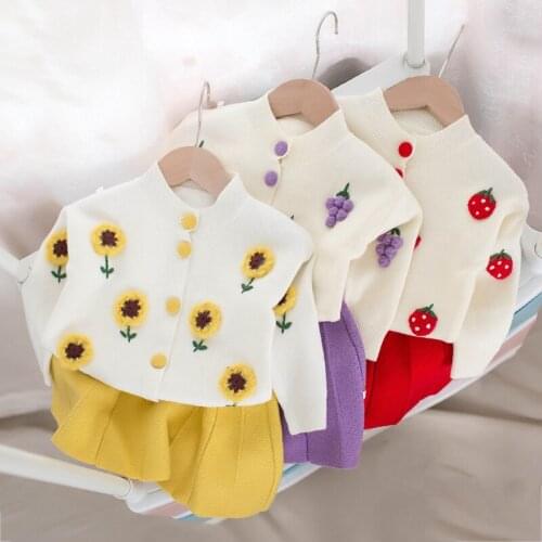 Babyinstar Boutique Manual Knitting Sets for Girls Toddler Kids Sweater + Skirts 2pcs Suits Kids Casual Outfit Childrens Sets
